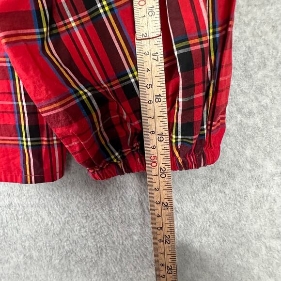 J. Crew Smocked Neck Top Good Tidings Plaid Size M Christmas Tartan Puff Sleeve - Picture 13 of 16